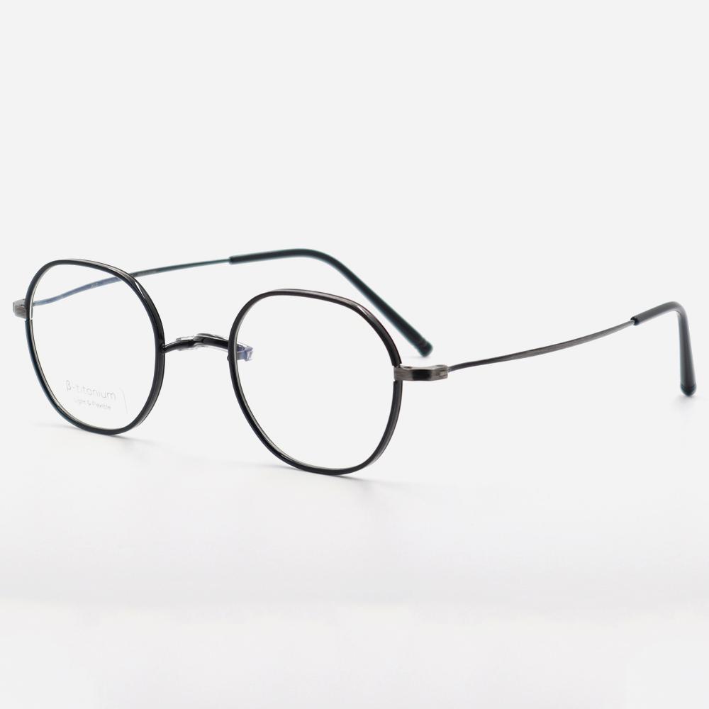 Alloaiweeo [Nose Saddle] Al8205 0910M Nose Saddle Titanium Octagon Black/Grey Eyeglass Frames