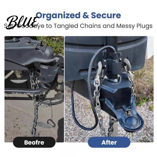Compact Trailer Chain Storage Tow High-Strength Aluminum Metal Rust-Proof Safety Organizer for Heavy-duty Plugs Holder RV Hitch Neatly Stores