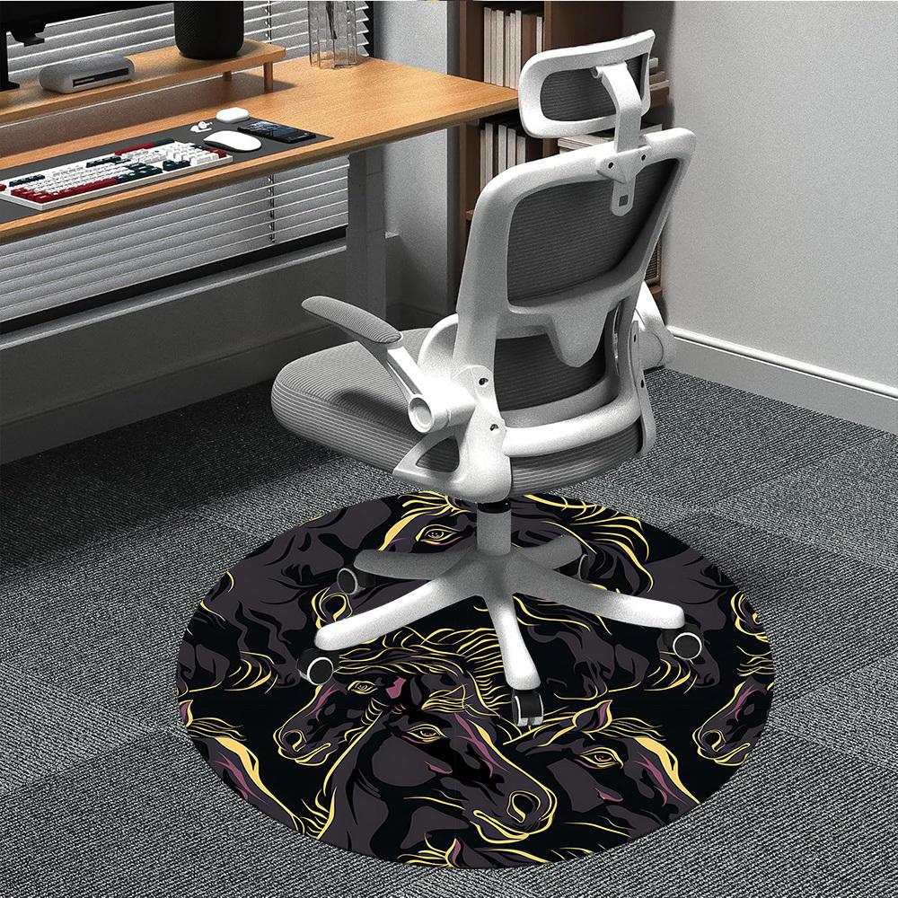 

1PCHorse Pattern Office Round Area Rug, Indoor Mat Suitable For Office, Under Office Chairs Bedroom Living Room Home Decor, Room Deco046 80cm by 80cm