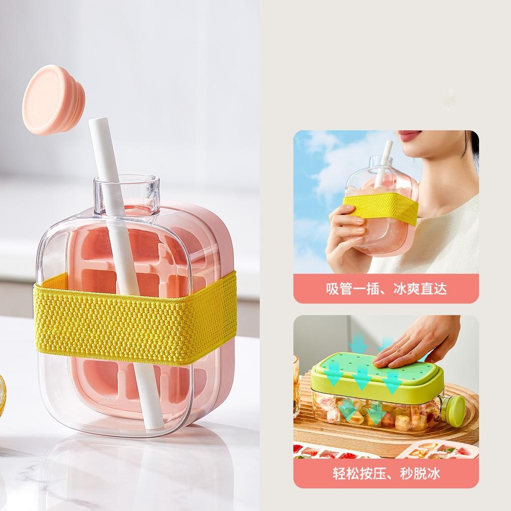 Garrafa Portátil de Cubos de Gelo Silicone Bandejas de Gelo para Congelador Molde de Cubos de Gelo por Pressão sem Contato Garrafa de Água Fabricante de Cubos de Gelo 500/800ml