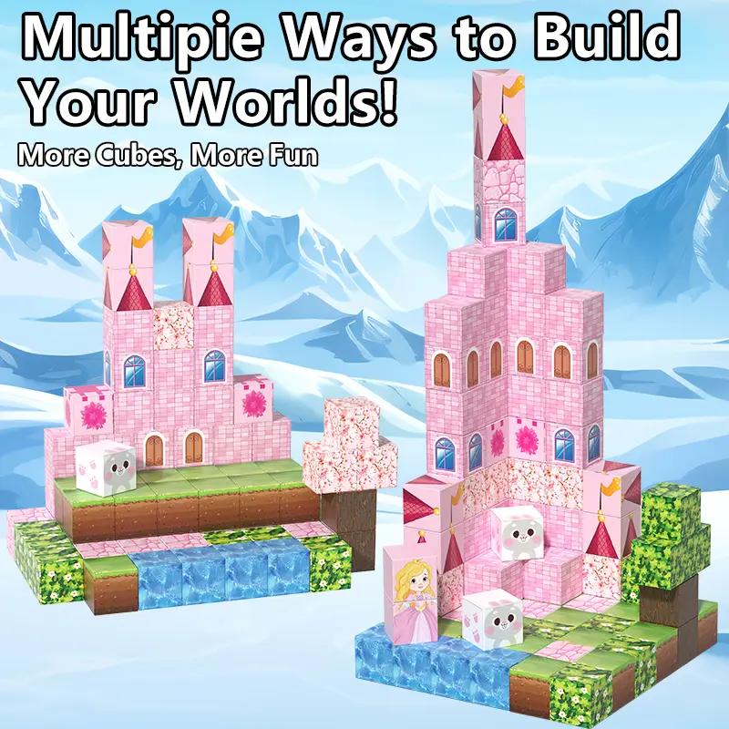 Pink Castle Magnetic Building Block Set, Suitable For Boys And Girls Over 3 Years Old Diy To Improve Hand Skills And Creativity