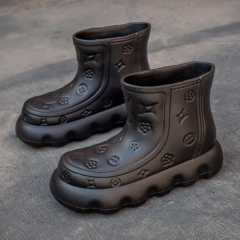 Platform Rain Shoes Women's Waterproof and Non-slip New Spring Fashion Outer Wear Water Shoes Women's Medium Rain Boots