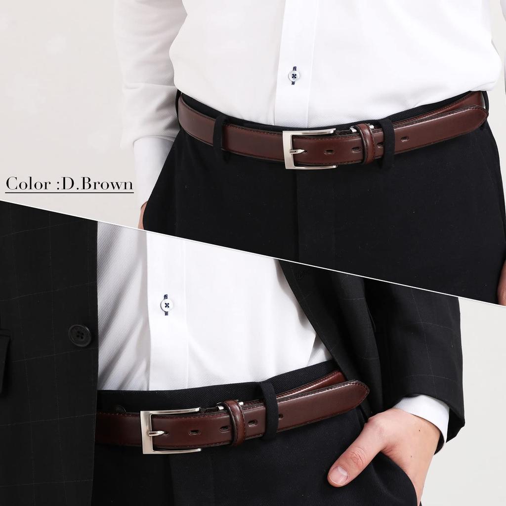 [NARU] Genuine Tochigi Leather Belt for Men, Business Suit Belt, Gentleman's, Popular Brand, Stylish, 30mm Width, Adjustable Size, Made In Japan