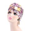 Muslim Turban Knotted Headwrap Women African Pattern Polyester Cotton Chemo Hair Loss Elastic Head Scarf