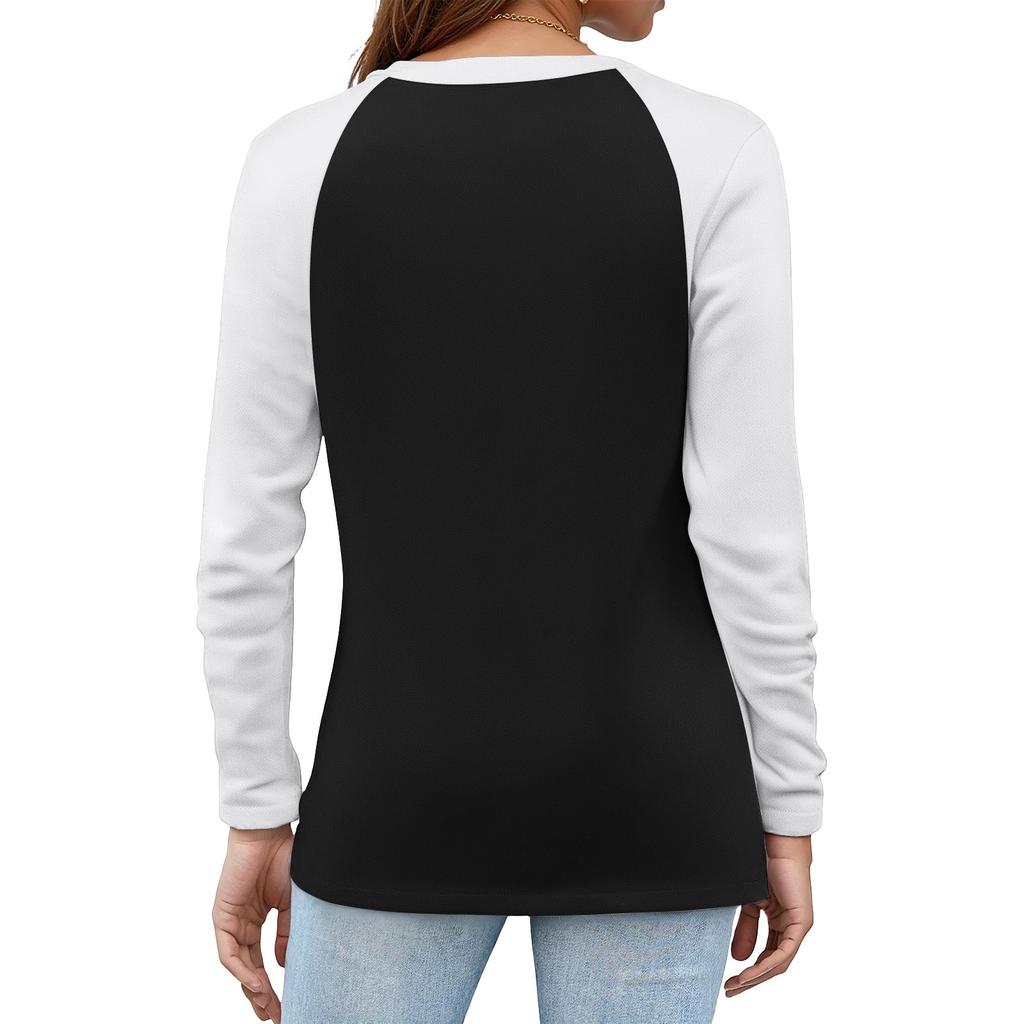 Women's T Shirt Color Block Button Long Sleeve Daily Weekend Fashion Basic V- Neck Regular Top