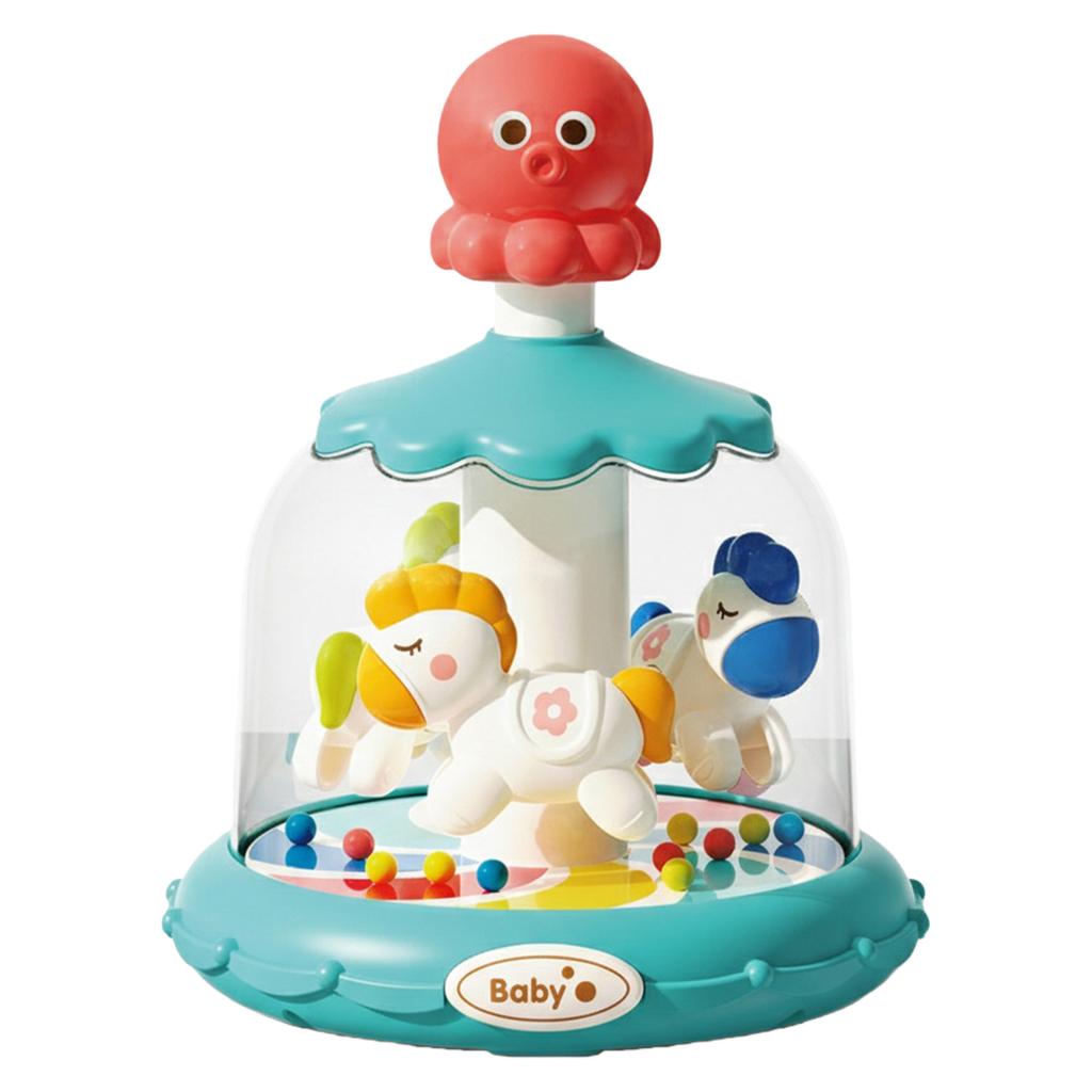 Baby Press Carousel Toy Exercise Coordination Skills Rotating Light Up Musical Baby Toy for 0-6 12-18 Months Newborn Infant
