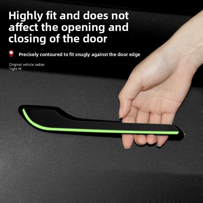 NEW Car Stickers Door Handle Handle Stickers Luminous Anti-scratch Decorative Stickers Suitable for Tesla Model Y/3