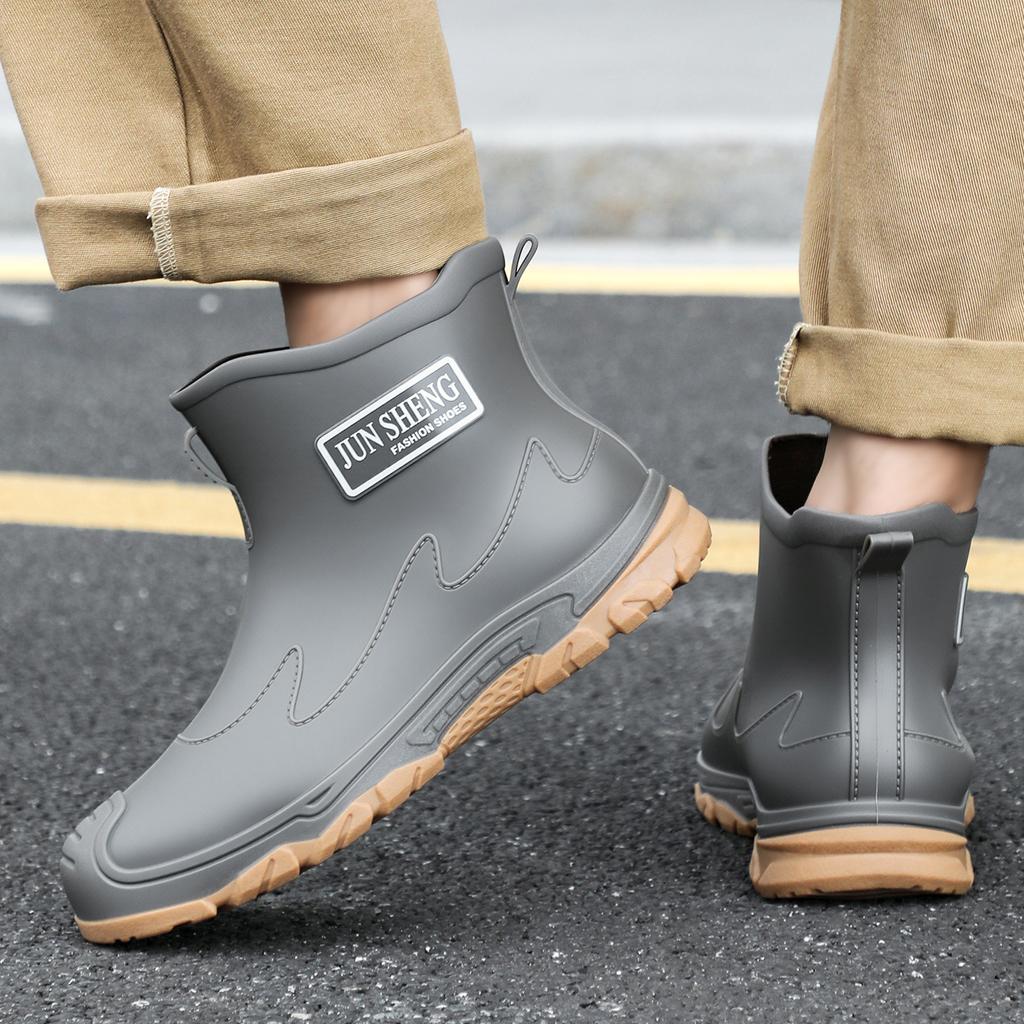 Waterproof Cross-Border Men's Rain Shoes Short Socks Thickened Warm Rubber  PVC Work Anti-Slip Fishing Kitchen Rain Boots – comprar a preços baixos na 