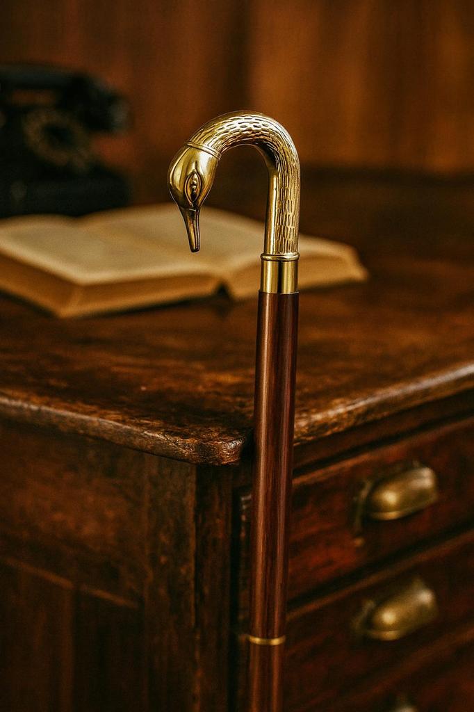 Royal Brass Handle Walking Stick – Vintage Engraved Wooden Cane Gift