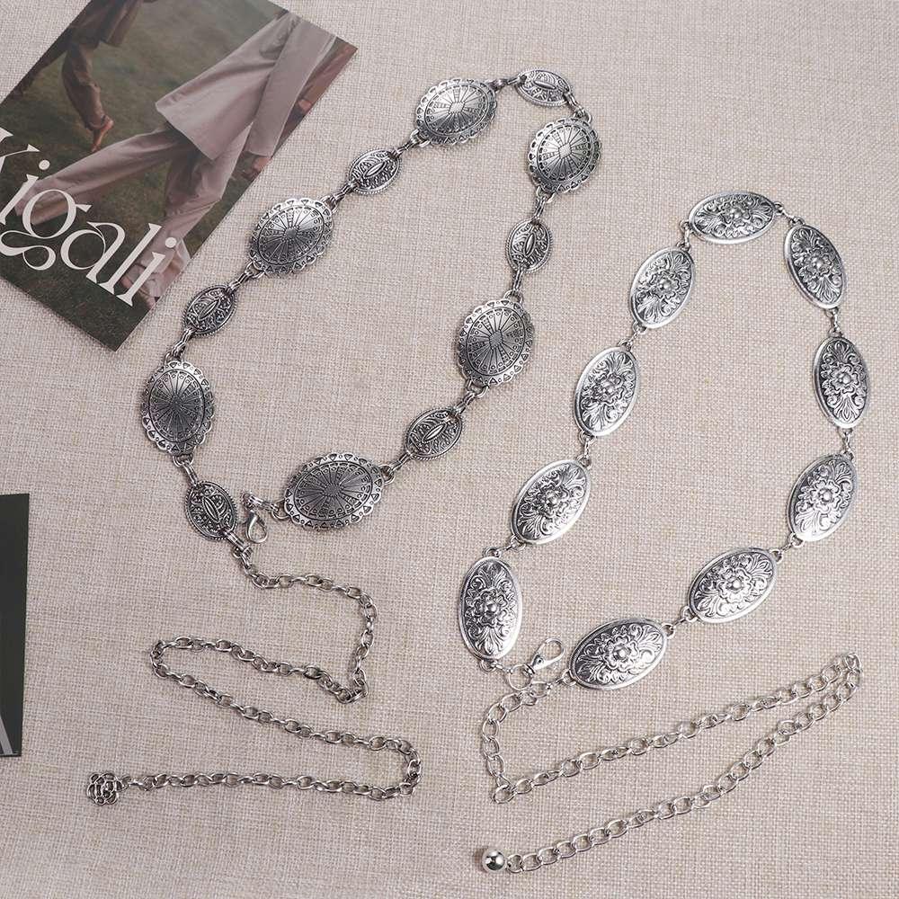 Silver Belt Waist Chain Carving Metal Body Chain Summer   Beach Accessories