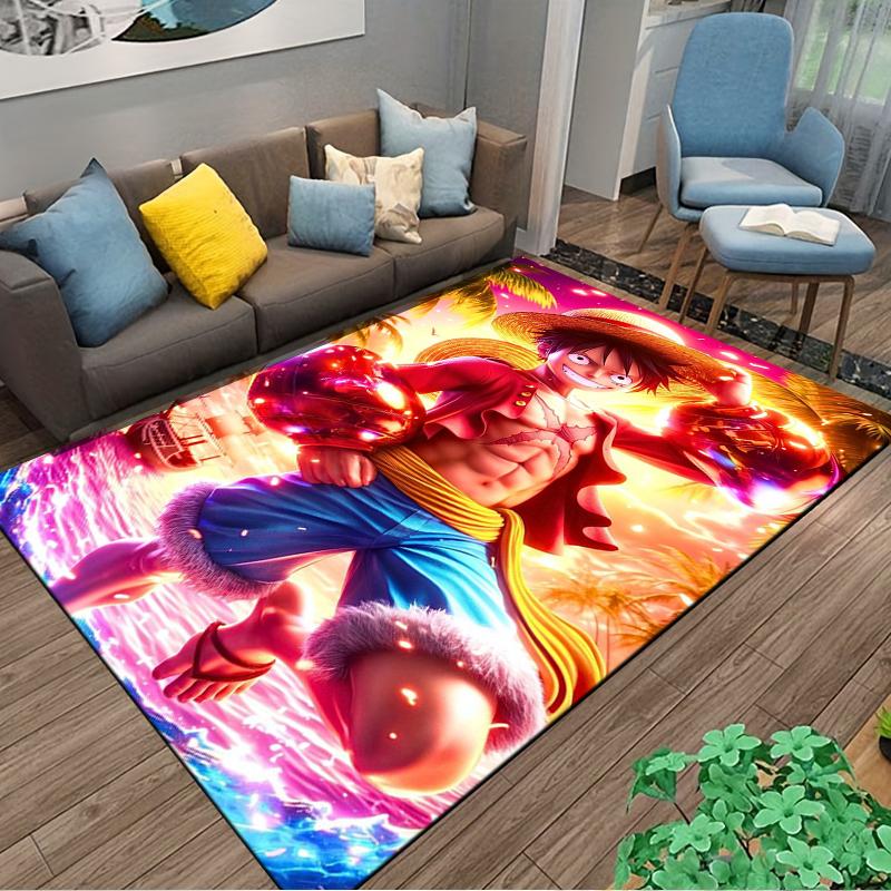 "Anime Pirate Character Carpet with Fiery Tropical Style Background" Suitable for use as an anti-slip for living room bedroom sofas