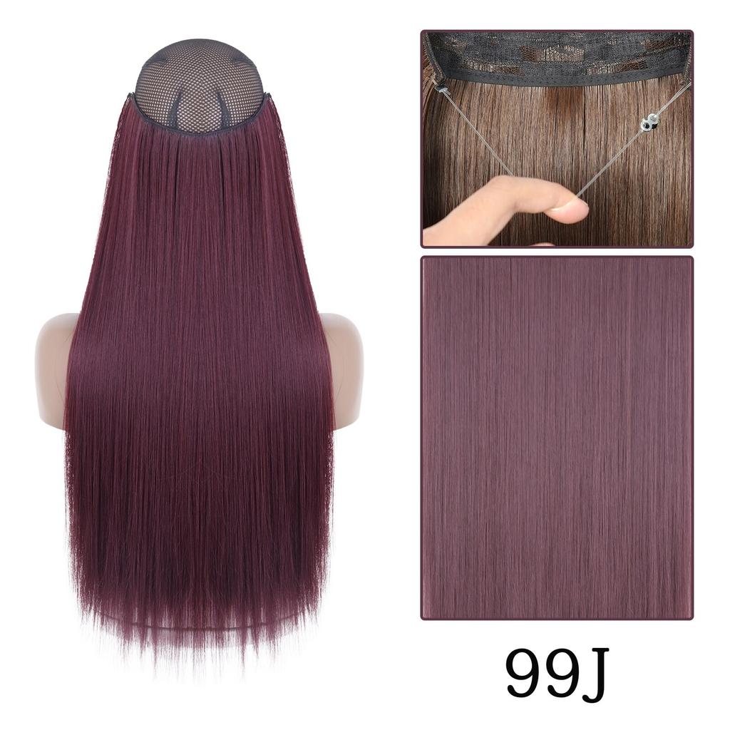 XINRAN Moda Damska Kolor Ombre Niewidoczny Długi Doczepiany Włos Syntetyczny Włókno Długie Falowane Ombre Cosplay Codzienne Noszenie Bez Klipsów Przedłużanie Włosów