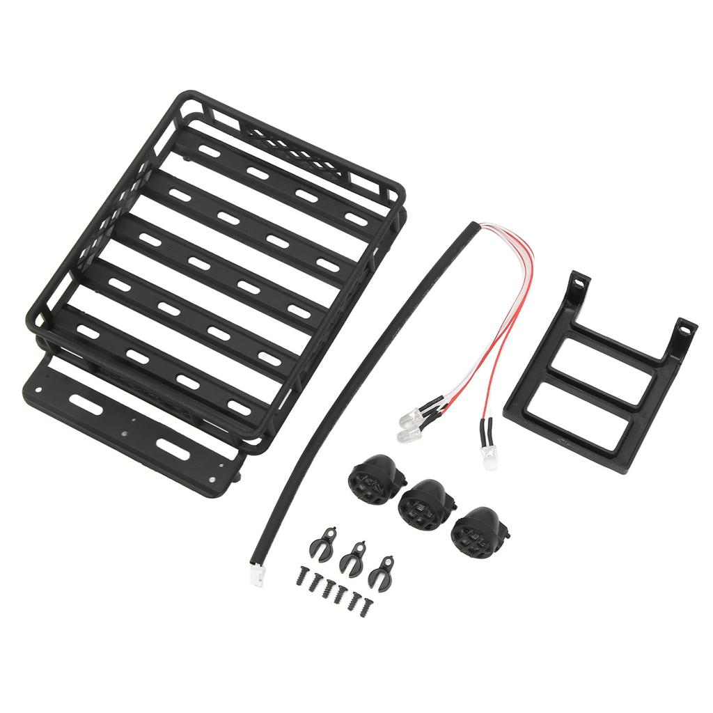 RC Roof Rack with LED Lights Universal Simulation Luggage Rack Kit for 114 RC Car Accessories
