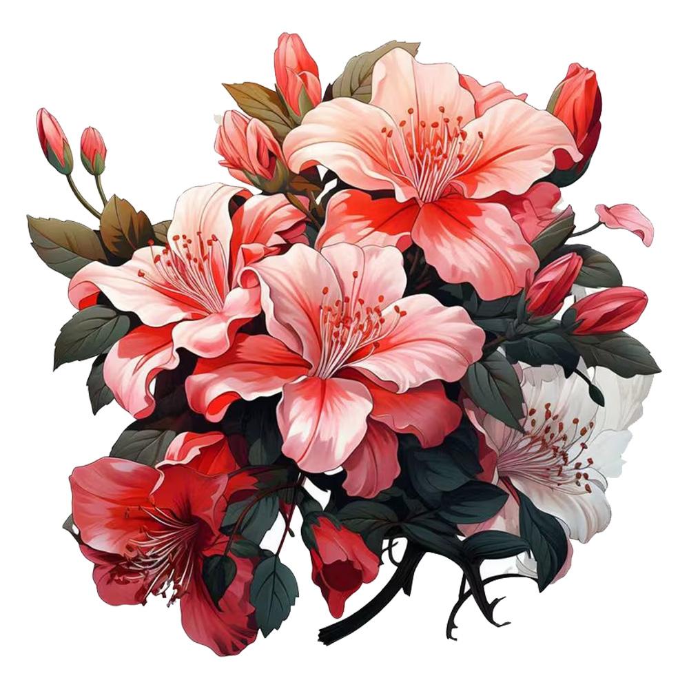 

QT2191#15cm Bright Red Azalea Floral Waterproof Car Decorative Decal, Suitable for Cars, Laptops, Bumpers, Glass Window Sticker 15cm-longest side