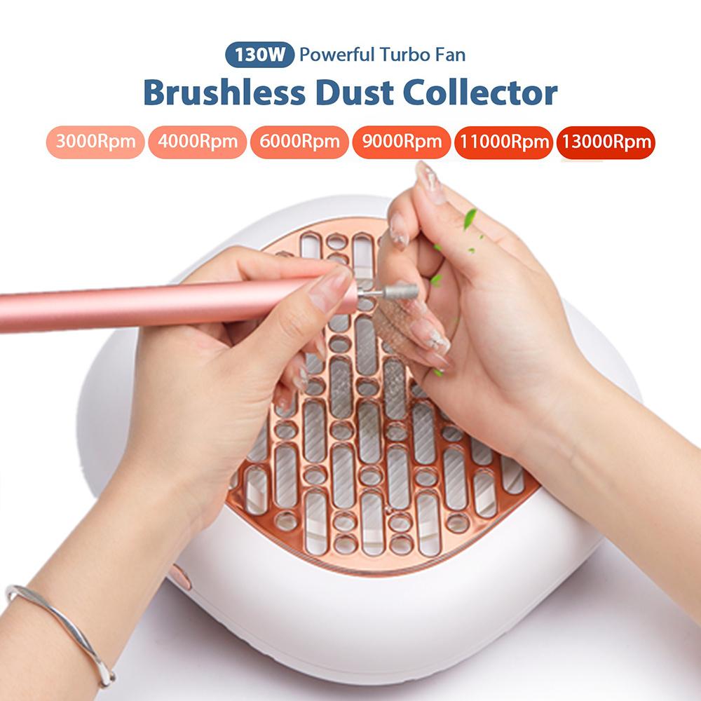 130W Super Suction Brushless Nail Dust Collector Powerful Nail Dust Extractor Nail Art Manicure Fan Vacuum Cleaner With 2 Filter