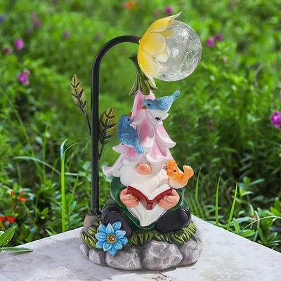 Ev Dekorasyon Aksesuarları Bahçe Heykelleri Heykeller Reçine Cüce Figürü İç Mekan Dış Mekan Teras Bahçe Çim Alanı İçin Güneş Enerjili LED Işıklar