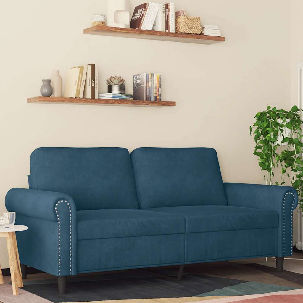 Vidaxl Sofa 2-Osobowa, Niebieski, 140 Cm, Tapicerowana Aksamitem