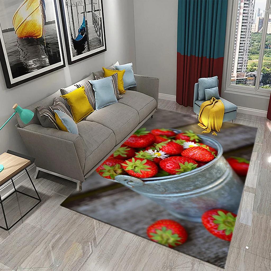 Strawberry Carpet Fresh Fruit Rug Kitchen Doormat Living Room Bedroom Floor Rug Bathroom Non-slip Foot Mat Entrance Hall Carpet