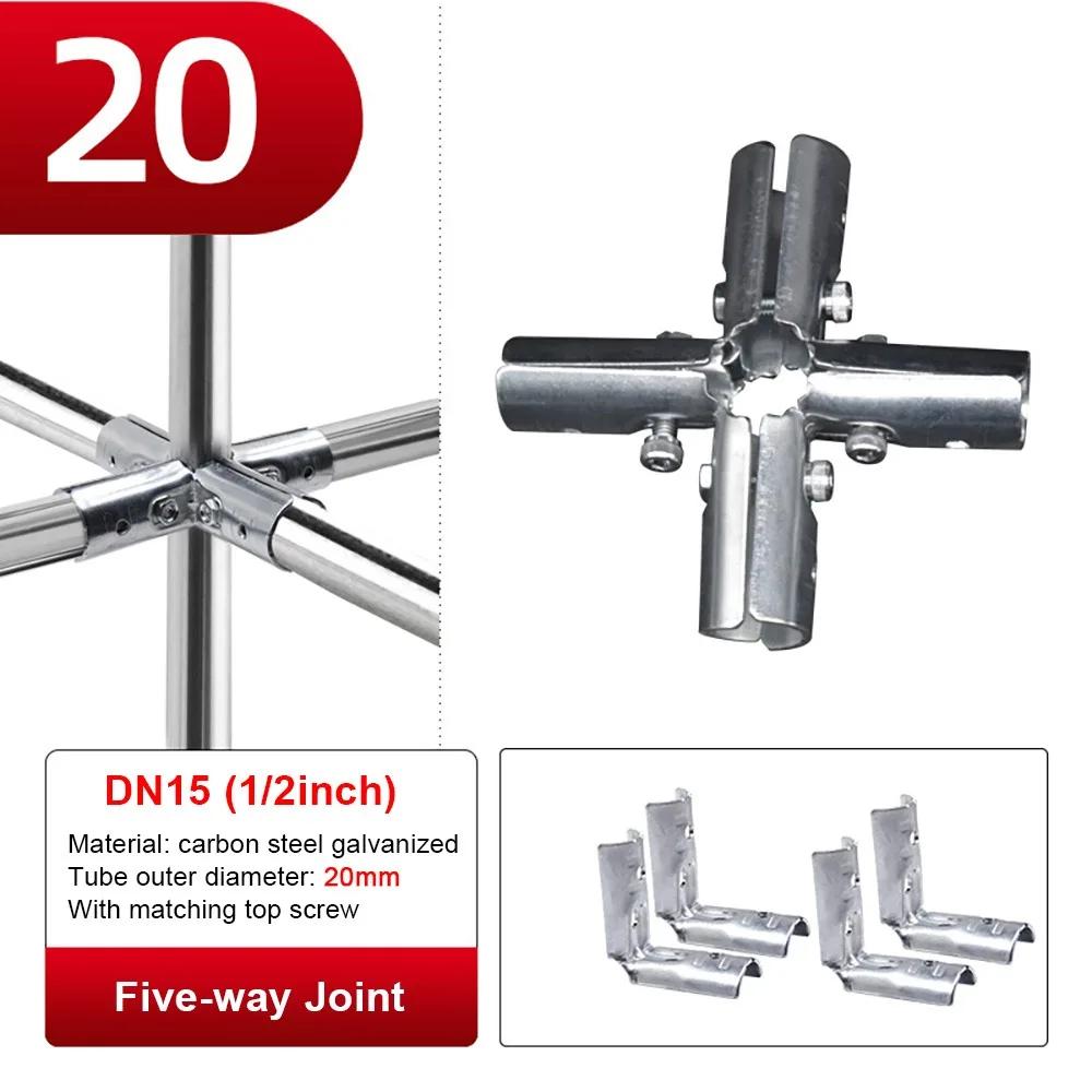 1Pcs Durable Carbon Steel Galvanized Pipe Joint Round 20/25/32mm Tube Connector Fixed Clamp Furniture Hardware