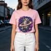 Space Ring Cat Graphic T Shirt Galaxy Saturn Cat Print Unisexs Unisexs Cotton Crew Neck Casual Y2k Top Harajuku Oversized T Shirt