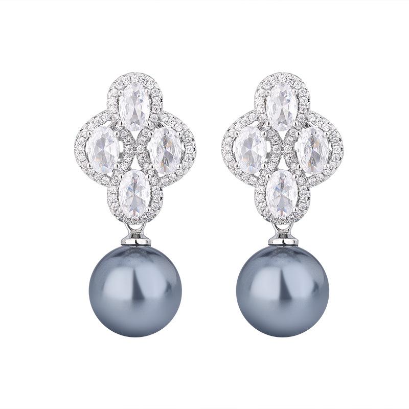 Jewelry Copper Bottom Gold-Plated Fritillary Pearl Temperament Women'S Suit 14Mm12Mm