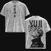 Anime Jujutsu Kaisen Itadori Yuji Graphic T Shirt Men Short Sleeve Clothing Casual Cotton Tshirt Washed T-shirt Harajuku Tops