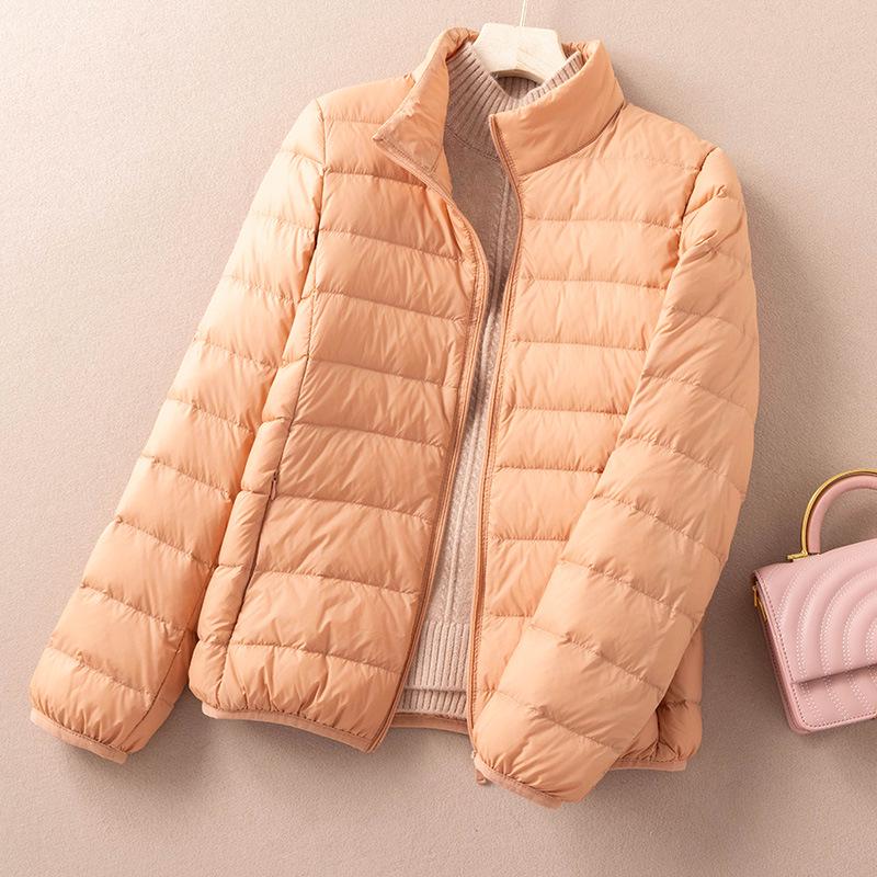 Women's Lightweight Black Down Jacket 2025 - Small Size, Short, Thin Inner Layer, Stand-Up Collar for Middle-Aged Women