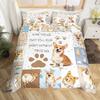 Pug Corgi Shiba Puppy Duvet Cover Set Dog Comforter Cover I Love Dogs Bedding Sets Kawaii Animals Cartoon Bedspreads Full Size