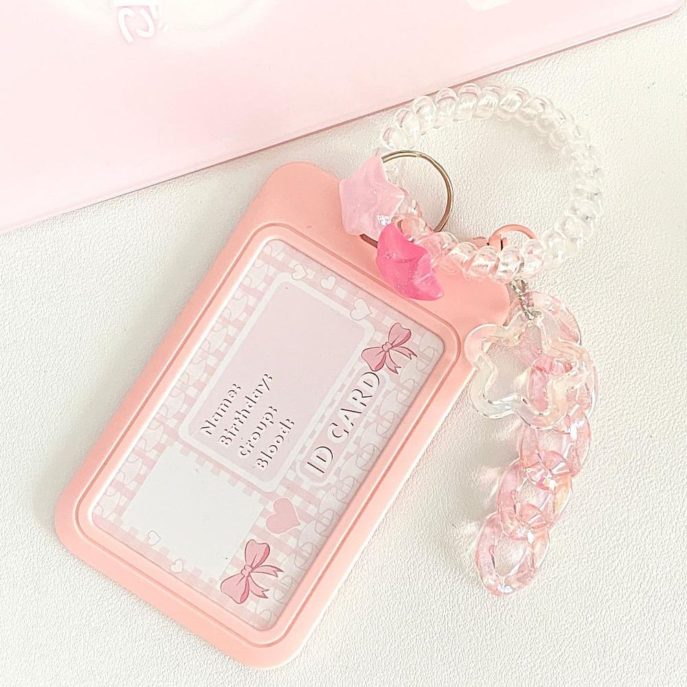 New High Beauty Card Holder Vertical Love Gradient ID Card Holder Flash Pink Credit Card Holders Bus Student