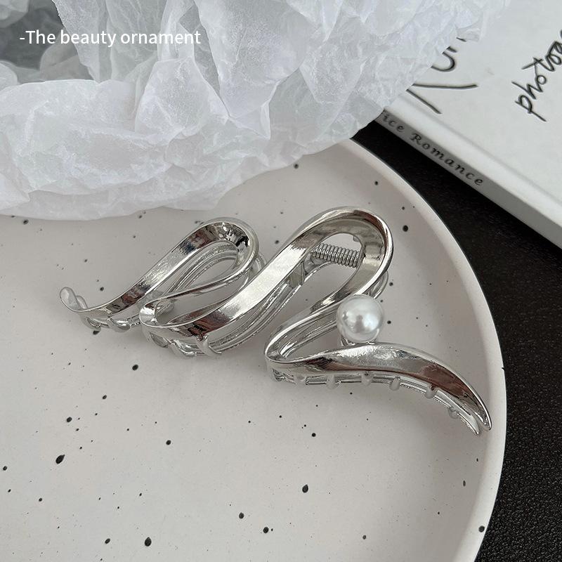 Vintage Metall Perle Rose Blume Greifspange Damen Elegant Pferdeschwanz Zopf Krabbe Haarspange Mode Mädchen Haar Greifer Haaraccessoires