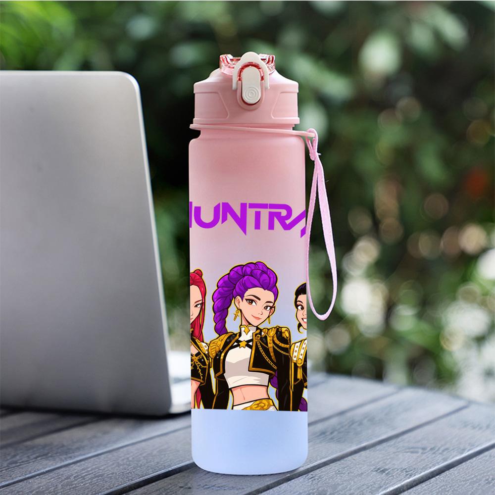 750Ml Water Bottle Cartoon K-Pop Demon Hunters Printed Large Capacity Drinking Cup Portable Outdoor Sports Water Cup Children Kid Gift