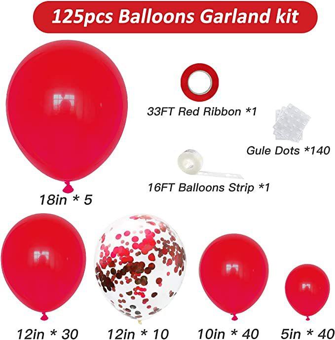 5 Inch 10 Inch 12 Inch 18 Inch Irregular Balloon Chain Set 125 Pieces Birthday Party Decoration Balloon Set Arrangement