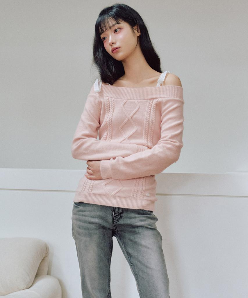 ZEROPLANET Rudy Off-Shoulder Knit [Pink]