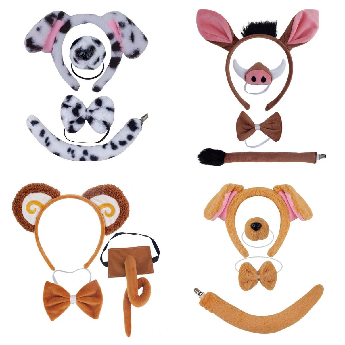 

Halloween Headband Nose Tail Bow Tie Holiday Masquerade Dog Cosplay Costume for Kids and Adults 1