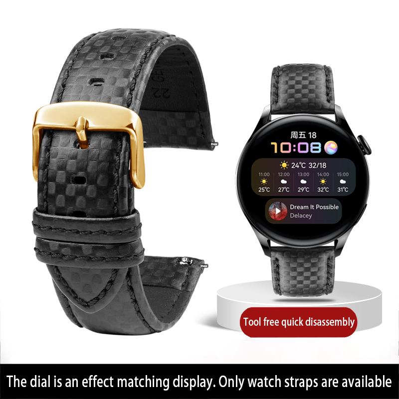 Calfskin strap Bracelet Carbonfiber Grain Watchband 18mm 20mm Red Orange Stitching Watch Band 21mm 22mm 23mm 24mm Watch Strap