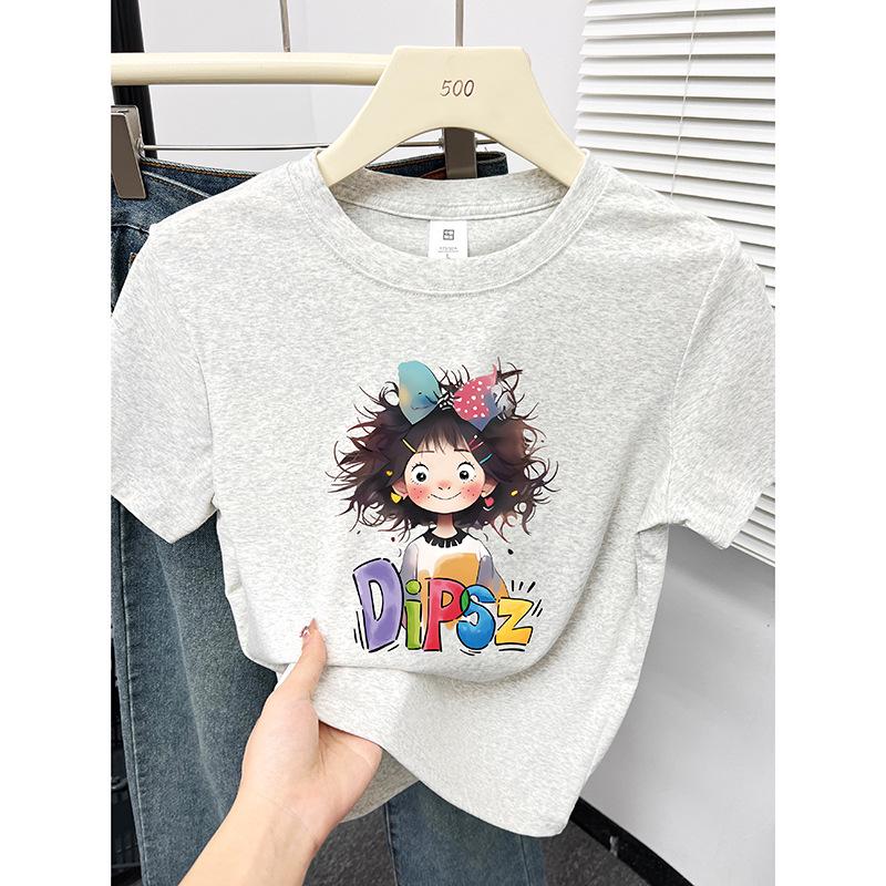 

Korean Petite Women s Short Sleeve Round Neck Slimming T-shirt - Age-Reducing Design for Summer S абрикосовий/вершковий