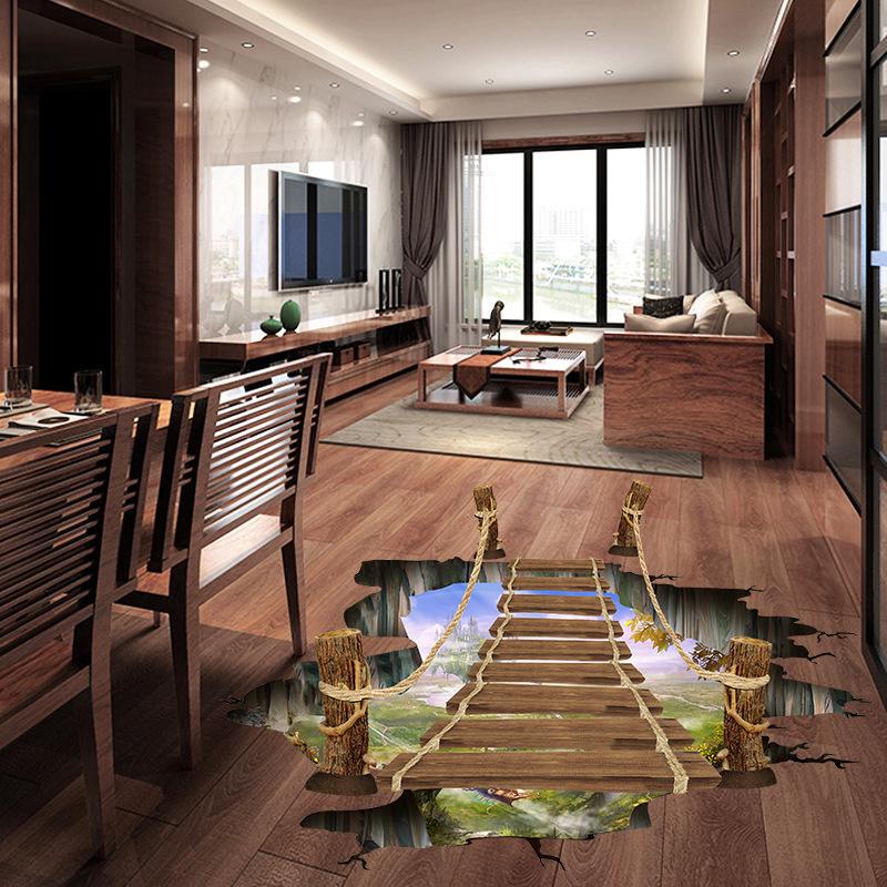 

Украшение дома, картина, детская комната, пол, мультяшная наклейка на пол, подвесной мост, обои 60*90 cm