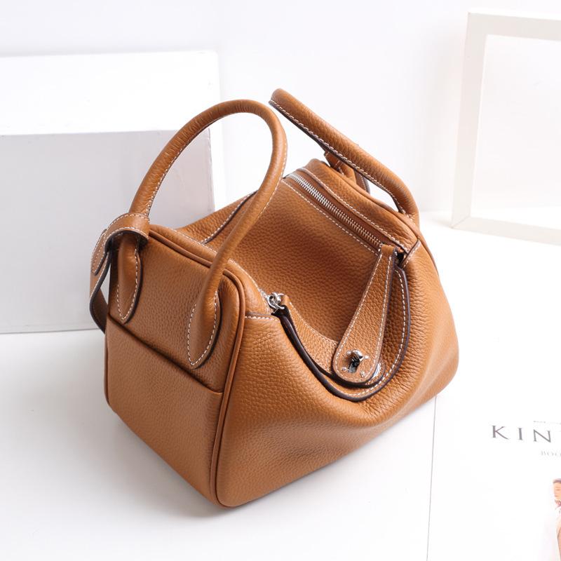 Cross-border Foreign Trade First-layer Cowhide Pillow Bag Fashionable Versatile LD Bag Doctor Bag Large Capacity Underarm Shoulder Bag Women