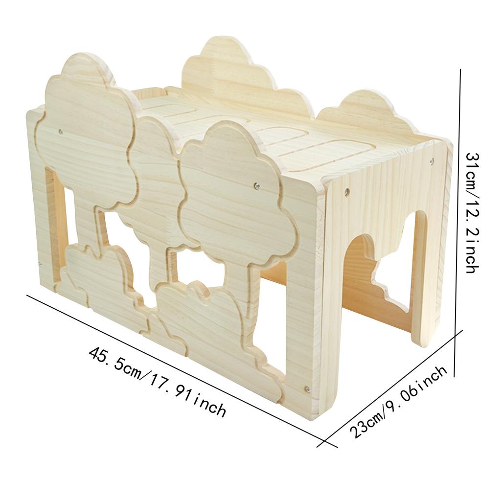Wooden Bunny Hiding House Hamster Villa Nest Small Animal Habitat for Chinchilla Ferret Rabbit Hedgehog Pet Supplies