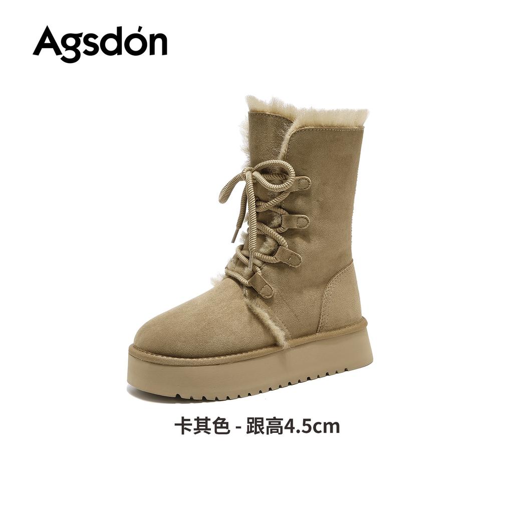Augustine snow boots winter new velvet thickened lace-up short boots folded two wear platform cotton shoes