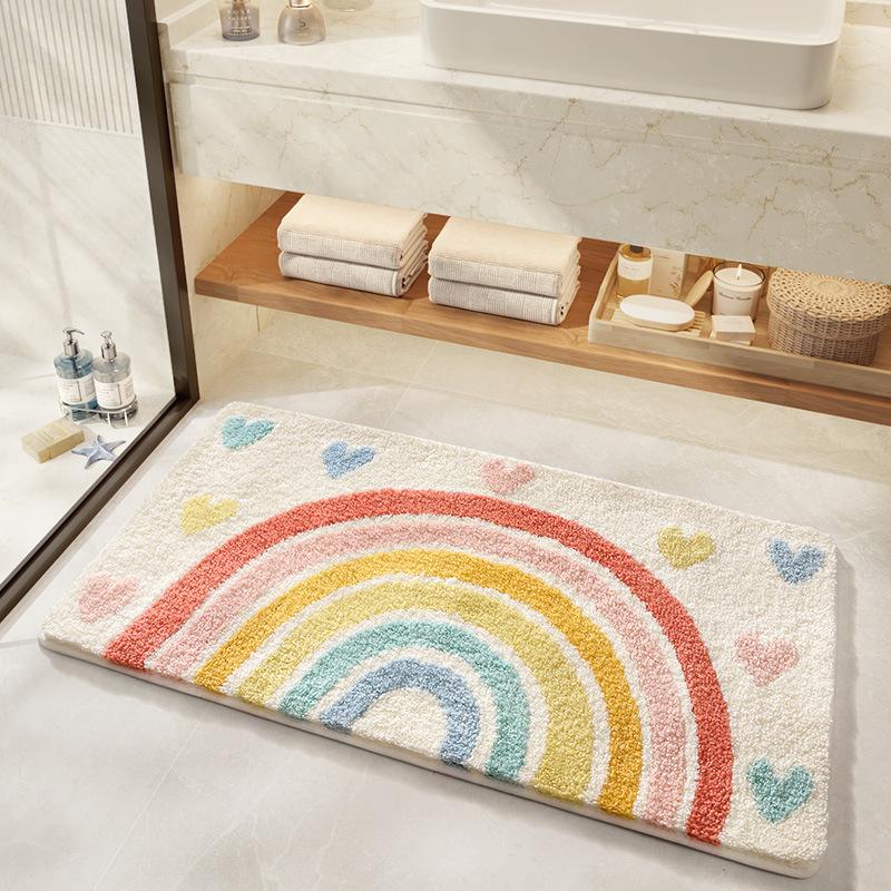 Minimalist Bathroom Mat — Long Anti-Slip Absorbent Foot Mat, Stain-Resistant Bathroom Door Mat Floor