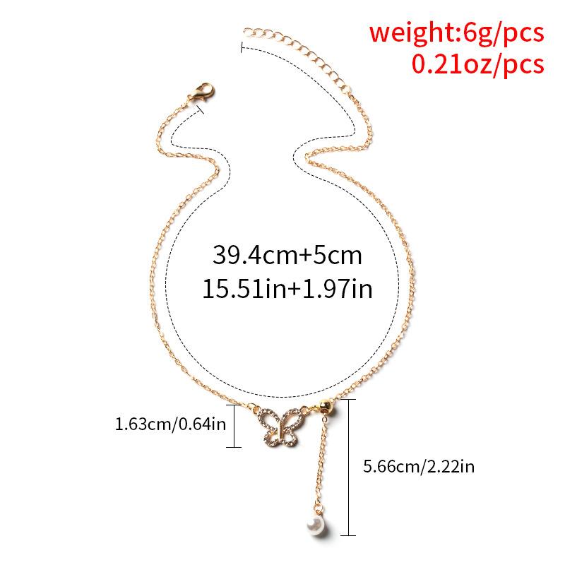Butterfly necklace jewelry simple fashion versatile niche sweater accessories full of diamond collarbone chain women