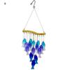 Iron Wind Chimes With Colored Glass For Garden Fish Leaf Design Outdoor Decor Hanging Ornament