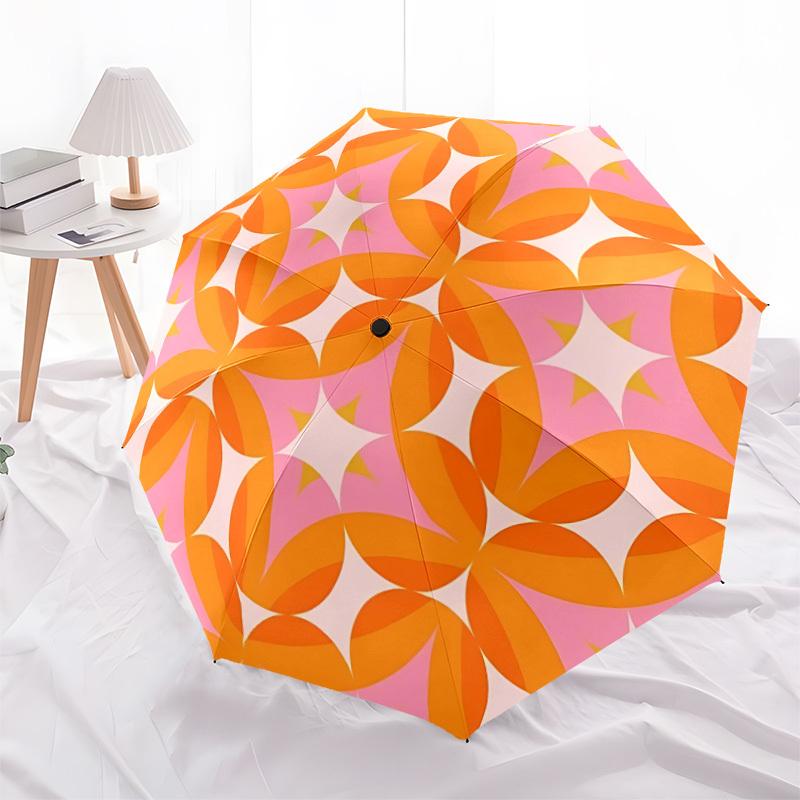 1pc Floral Pattern Automatic Folding Umbrella, 8-Rib Iron Frame, Casual Outdoor Accessory for Birthday Festival Gifts yy251128194