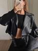 Cross-border Wholesale European and American Style Short PU Leather Jacket for Women, Motorcycle Jacket, Slim Fit, High-end Black Jacket, Trendy Insta