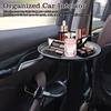 New Car Food Tray Non-Skid Black ABS Organizer Adjustable Mount W/ Clamp Fit for Automobile Snacks Table Bottle Passenger Seat