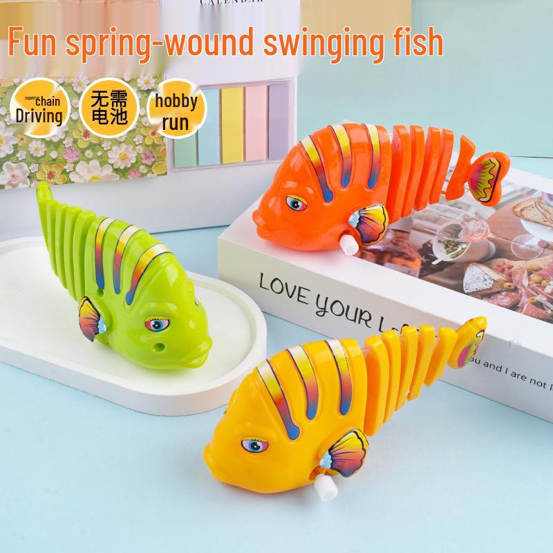 Wind-up Wiggling Fish Toy for Children - Fun Spring-powered Cartoon Animal Gift.