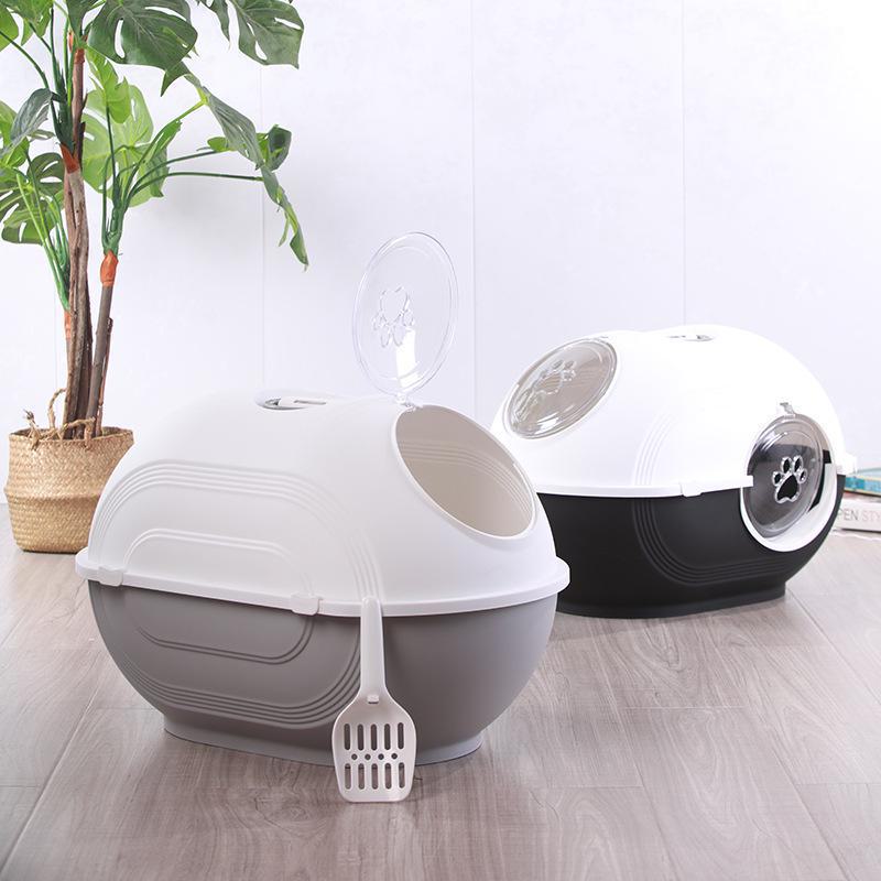 Carver Fully Enclosed Top-Entry Space Capsule Cat Litter Box - Splash-Proof, Extra-Large 