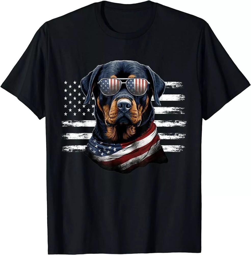 Rottweiler Dog Dad Dog USA Flag Unisex T-Shirt