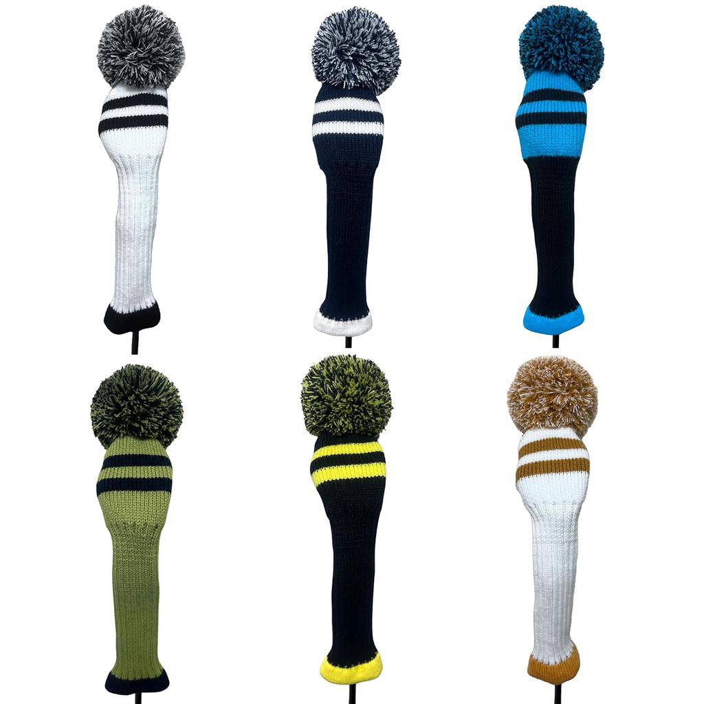 Knit Golf Headcover for Driver and Wood Golf Includes Conversion Tag and Line Clubs, (Brown FW)